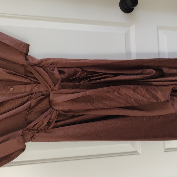 NWOT Steve Madden Elegant Brown Shirt Dress - Picture 3 of 7